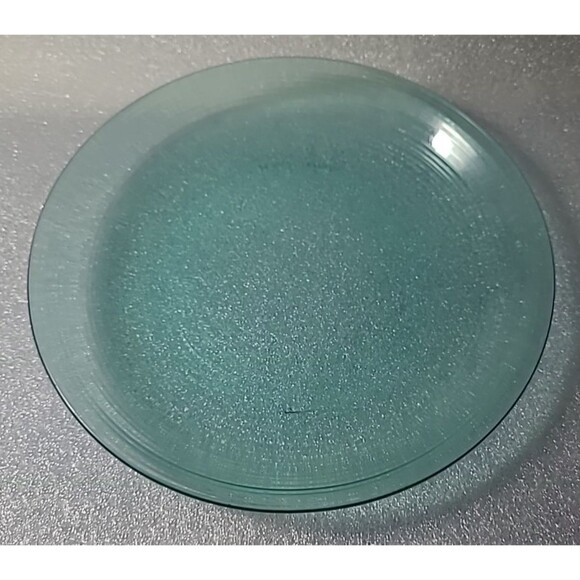 Set of 8 Arcoroc France Green Teal Glass Salad Dessert Plate Ribbed 7.5" - Picture 10 of 10